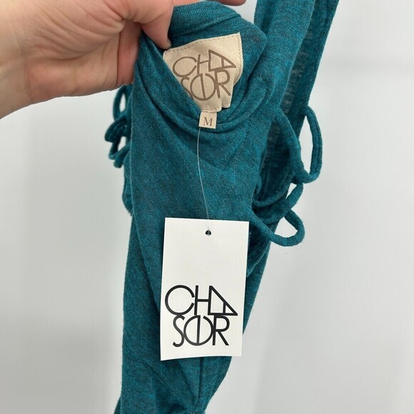 NWT CHASER Teal Blue Low Back Strappy Super Soft Maxi Dress Side Slits Medium - Picture 6 of 6